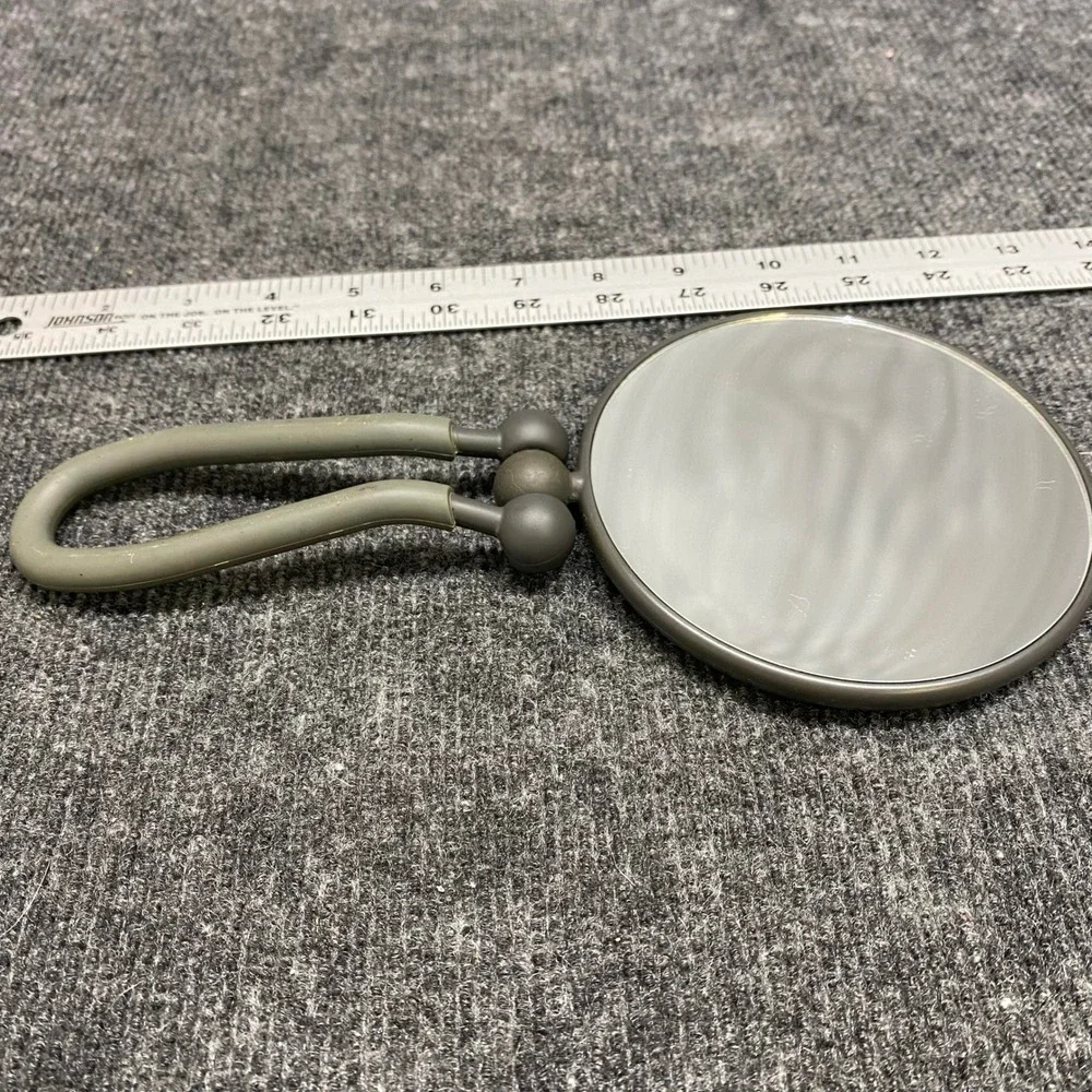 Olive Green Flexible Handle Handheld & Stand Vanity Mirror Double Sided 5.5in